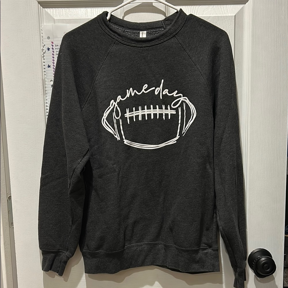 Bella Canvas Gray Crewneck Sweatshirt Football Design